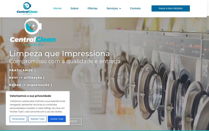 Screenshot stránky centralcleanlavanderia.com.br