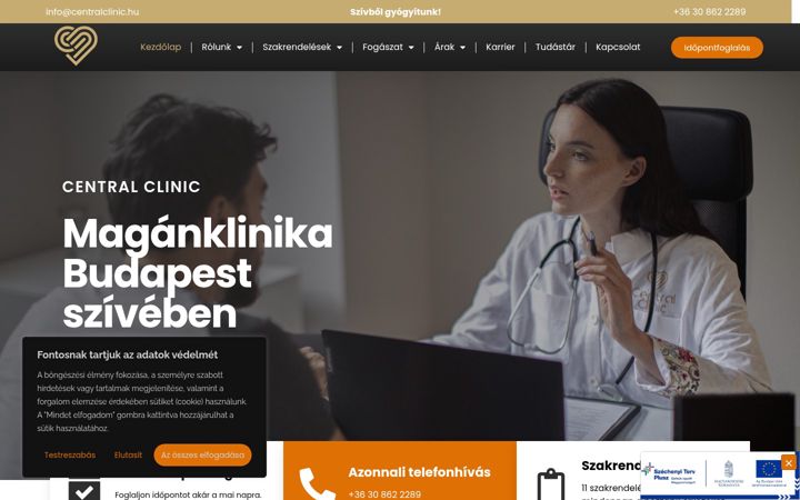 Screenshot του centralclinic.hu
