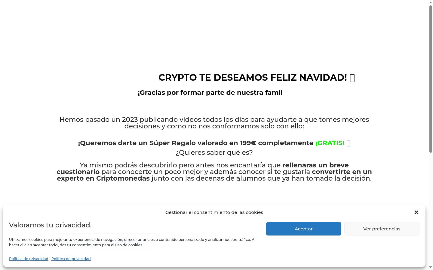 Screenshot of the consent banner shown before any interaction