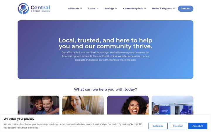 Captura de pantalla de centralcu.co.uk