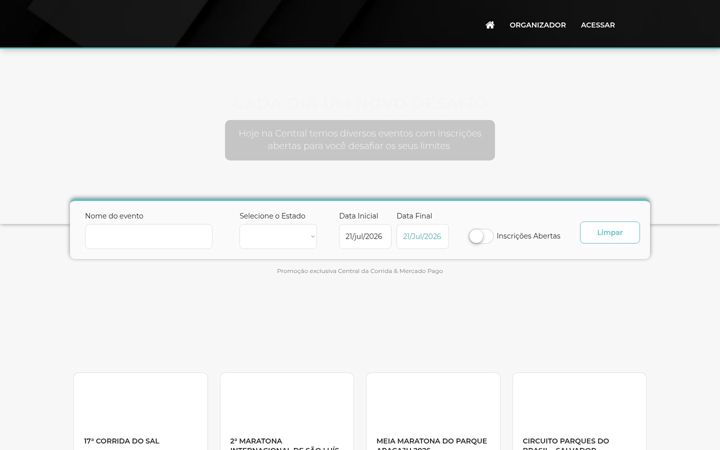 Screenshot of centraldacorrida.com.br