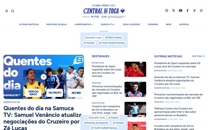 Screenshot of centraldatoca.com.br