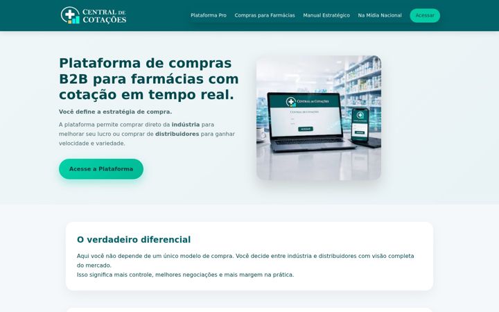 Screenshot stránky centraldecotacoes.com.br