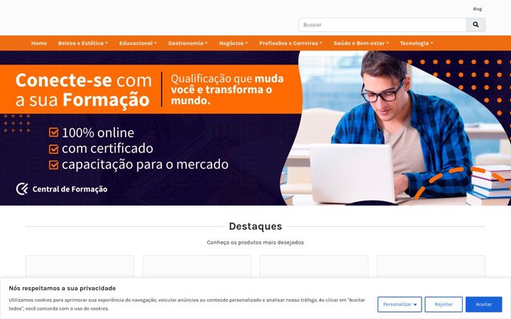 Screenshot stránky centraldeformacao.com.br