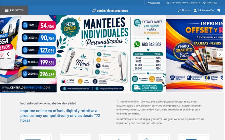 Screenshot of centraldeimpresiones.com