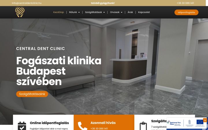 Screenshot του centraldentclinic.hu