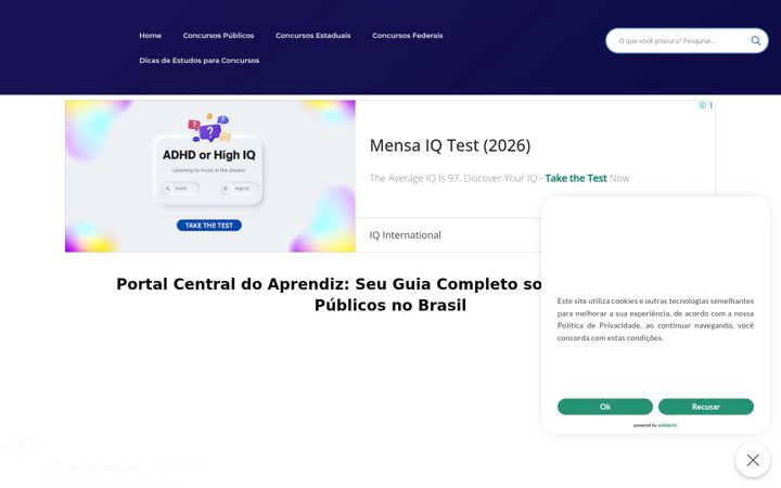 Screenshot stránky centraldoaprendiz.com.br