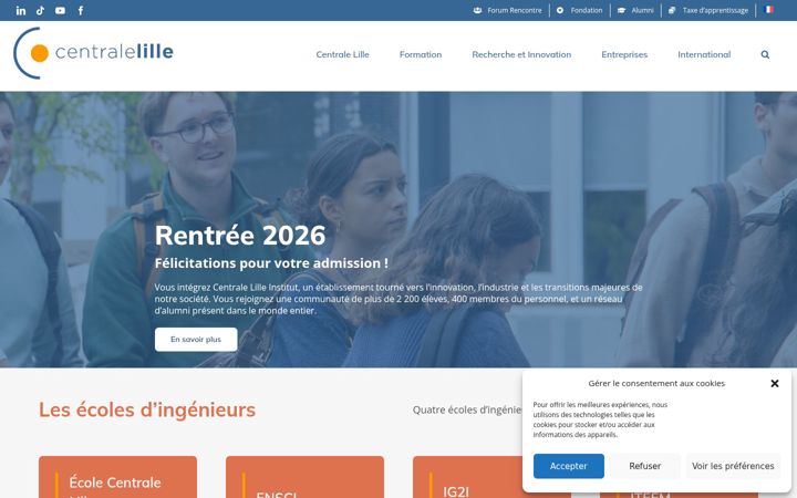 Screenshot of centralelille.fr