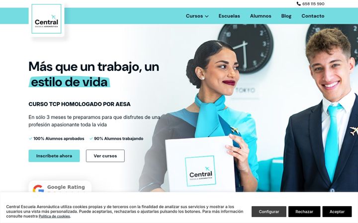 Screenshot of centralescuelaaeronautica.com