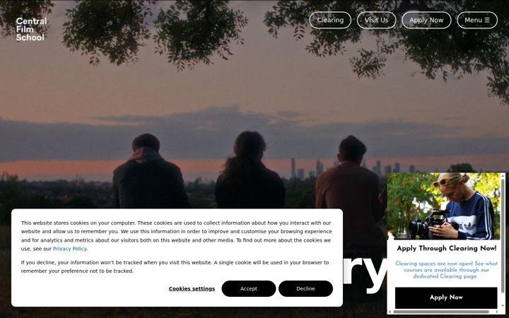 Screenshot of centralfilmschool.com