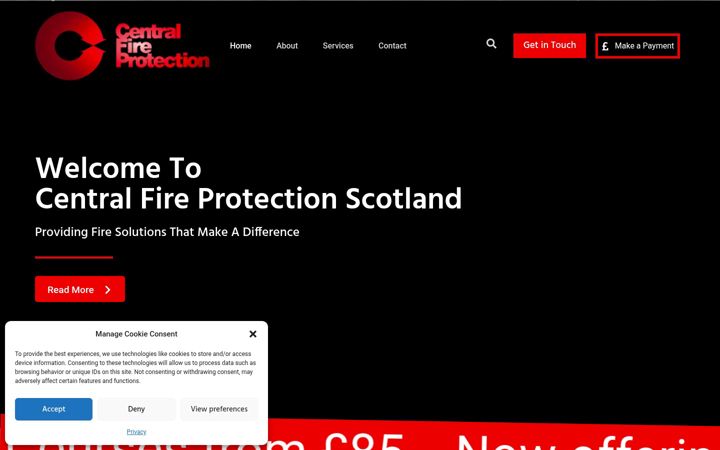 Screenshot stránky centralfire.co.uk