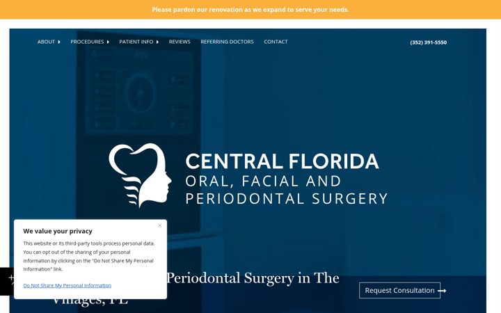 Screenshot of centralfloridaoralsurgery.com