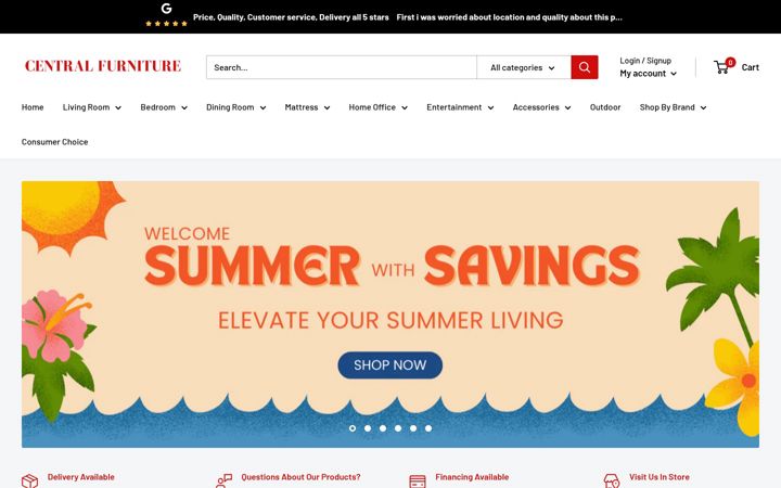 Screenshot of centralfurniturechino.com