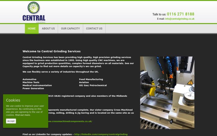 Screenshot stránky centralgrindingservices.co.uk