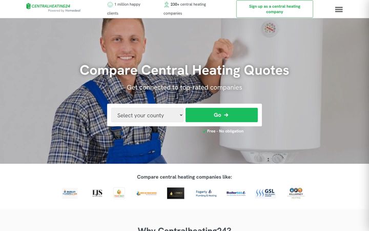 Screenshot ta' centralheating24.ie