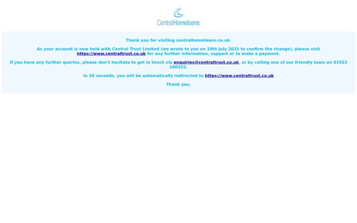 Screenshot stránky centralhomeloans.co.uk