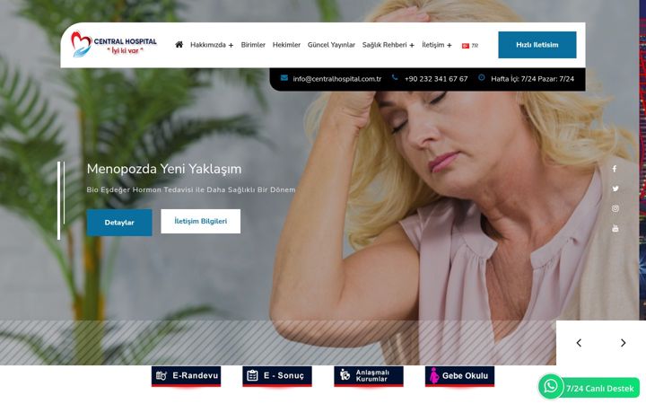 Kuvakaappaus sivustosta centralhospital.com.tr