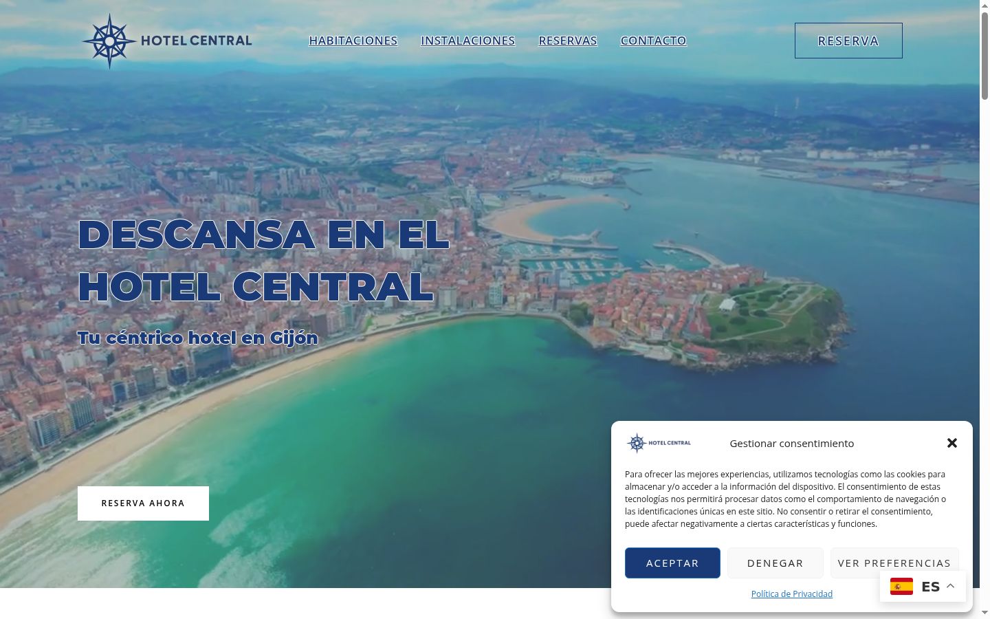 Captura de ecrã do banner de consentimento apresentado antes de qualquer interação