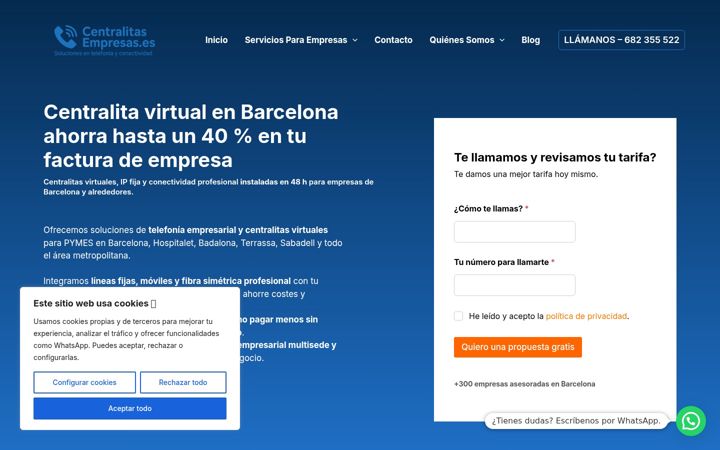 Captura de pantalla de centralitasempresas.es