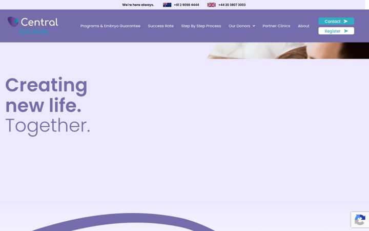 Screenshot of centralivf.com.au