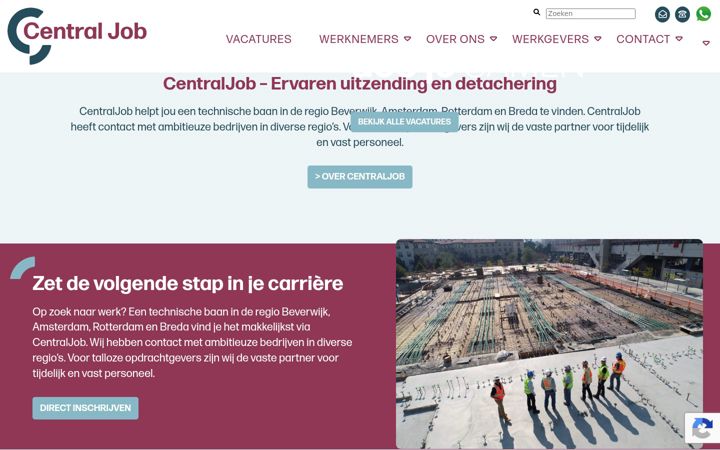 Captură de ecran a centraljob.nl