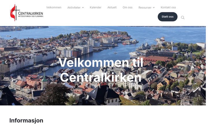 Posnetek zaslona centralkirken.no
