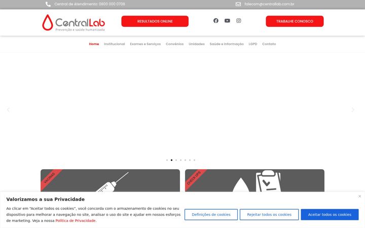 Captură de ecran a centrallab.com.br