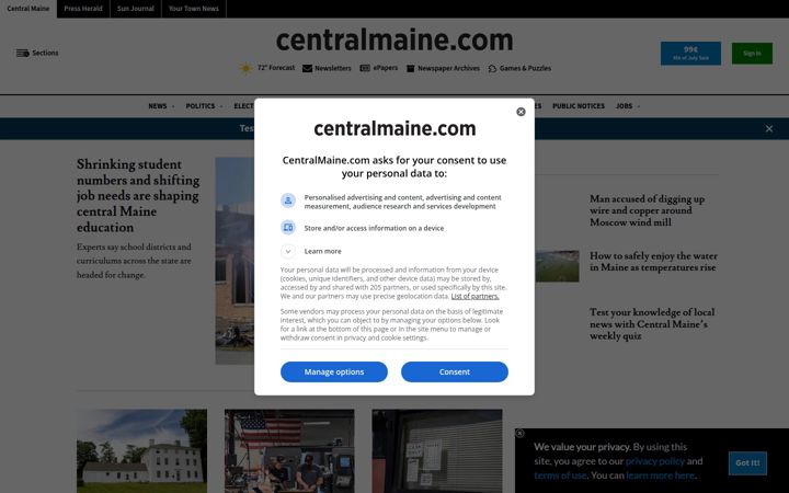 Capture d'écran de centralmaine.com