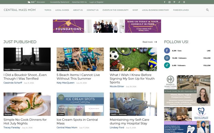 Screenshot of centralmassmom.com