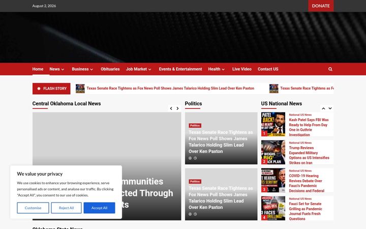 Screenshot of centraloklahomanews.com