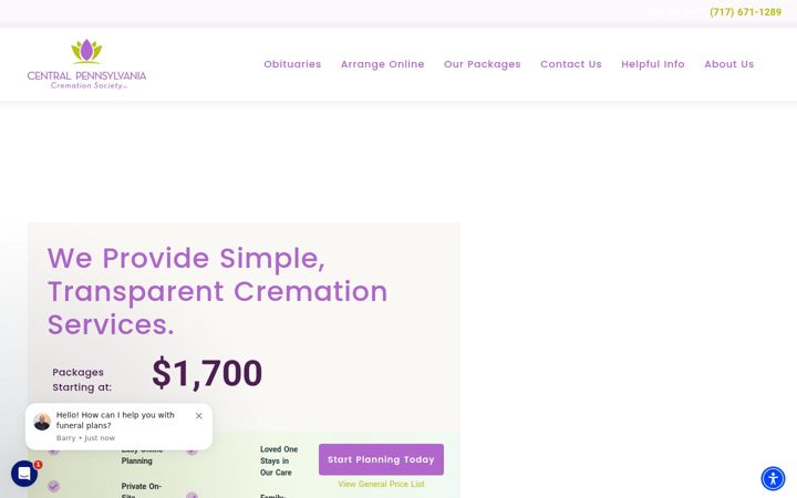 Screenshot of centralpacremation.com