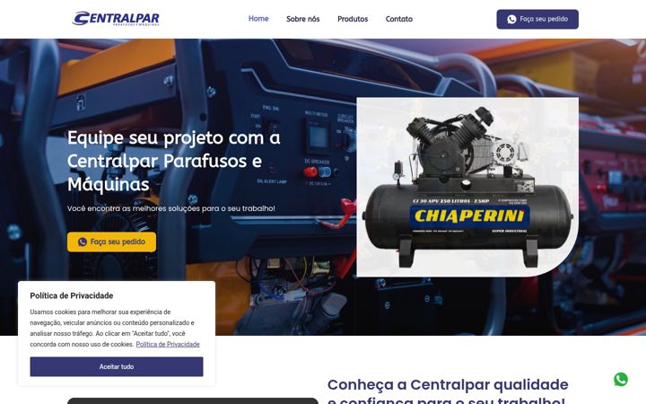 Captură de ecran a centralpar.com.br