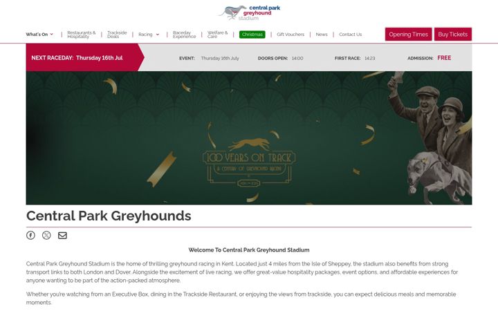 Skjámynd af centralpark-greyhounds.co.uk