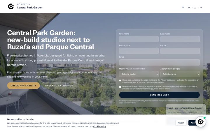 Screenshot of centralparkgarden.com