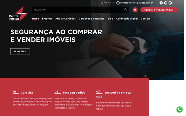 Captură de ecran a centralpaulista.com.br
