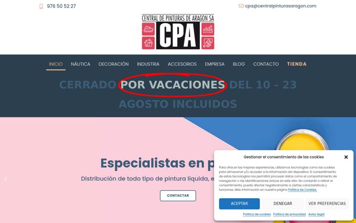 Screenshot of centralpinturasaragon.com