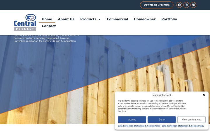 Captură de ecran a centralprecast.ie