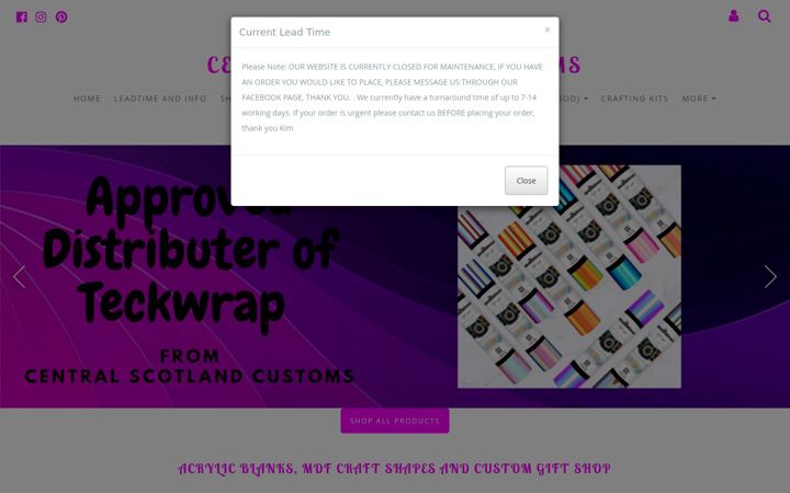 Screenshot stránky centralscotlandcustoms.co.uk