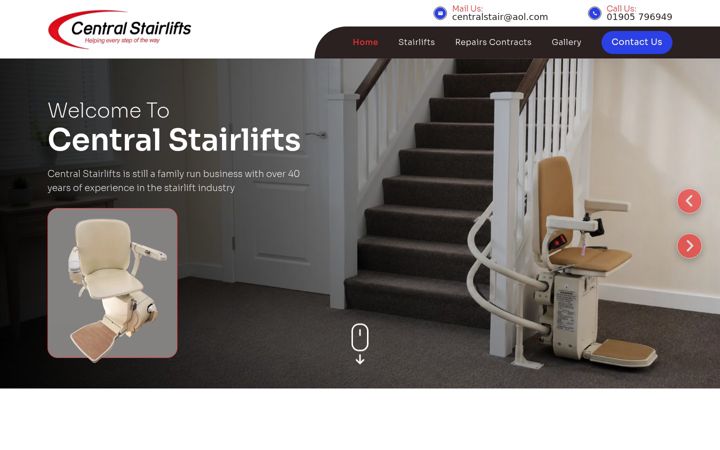 Skærmbillede af centralstairlifts.co.uk