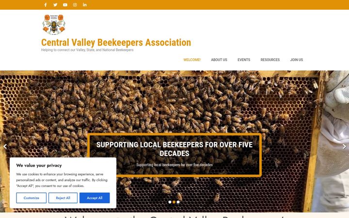 Snímek obrazovky centralvalleybeekeepers.org