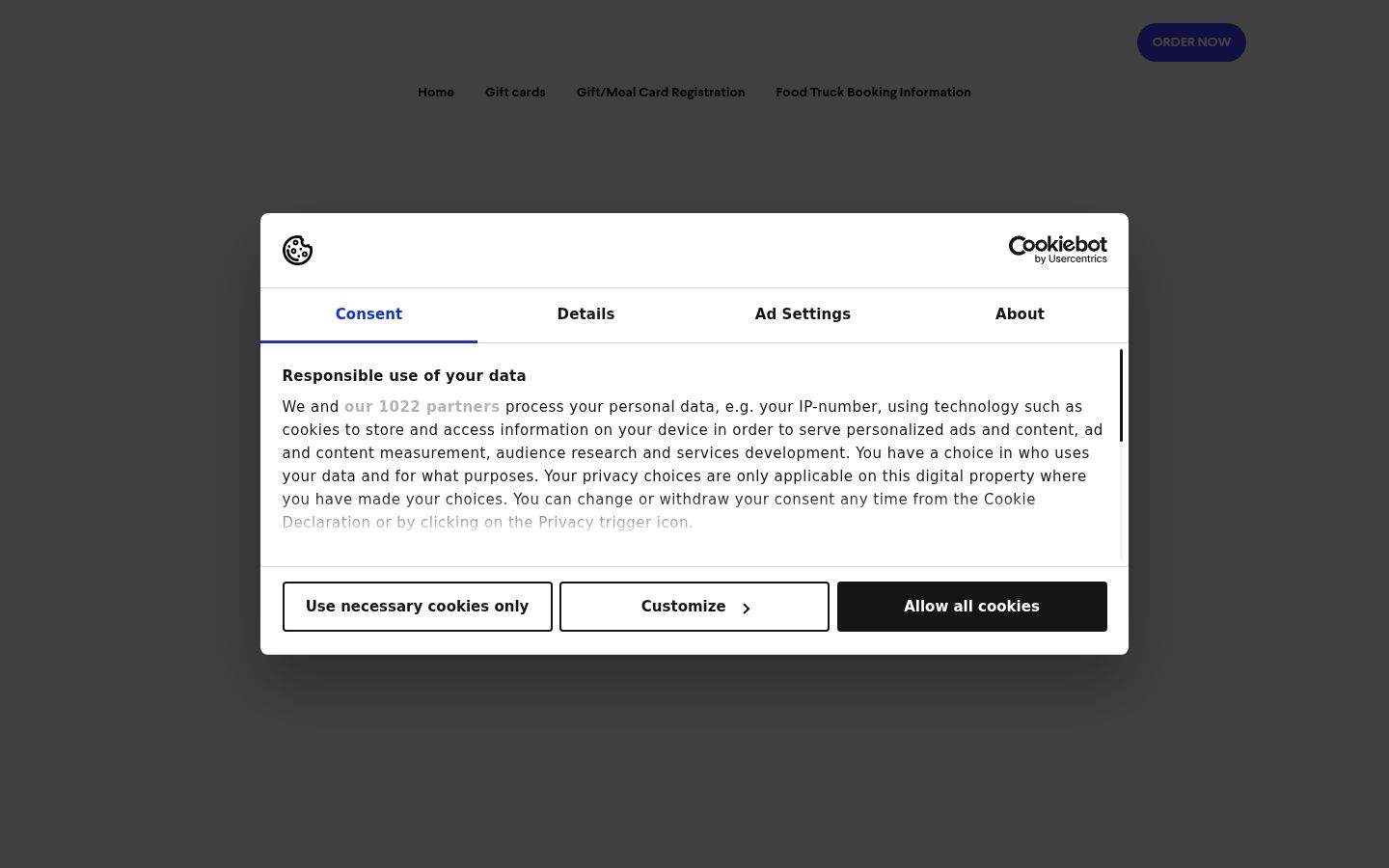 Screenshot del banner di consenso mostrato prima di qualsiasi interazione