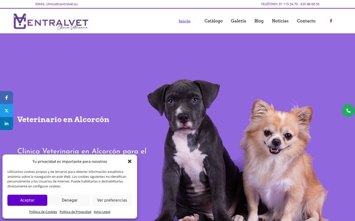 Captura de pantalla de centralvetalcorcon.es