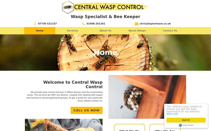 Screenshot of centralwaspcontrol.co.uk