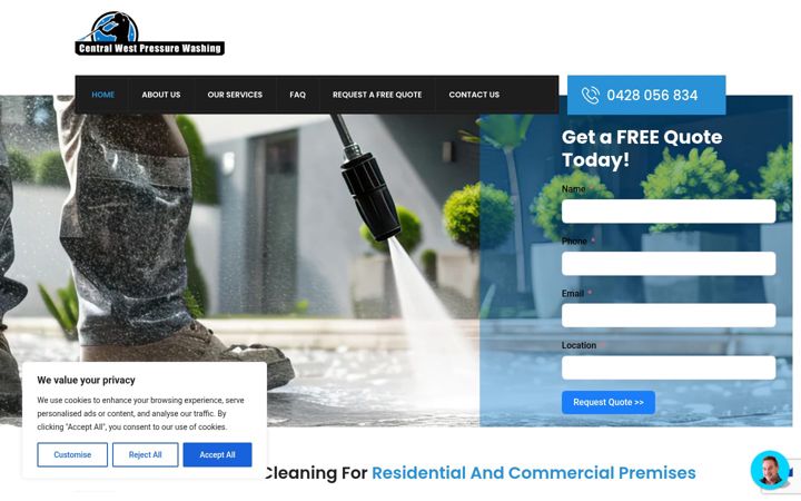 Screenshot of centralwestpressurewashing.com
