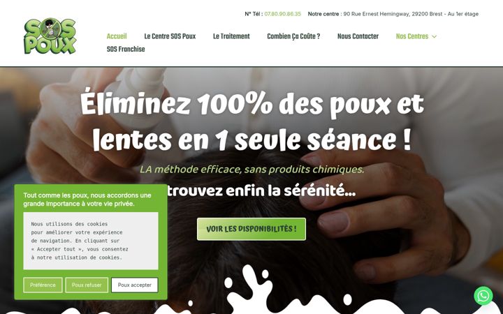 Screenshot ta' centre-sos-poux.fr