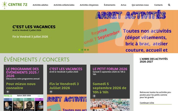 Screenshot ta' centre72.fr