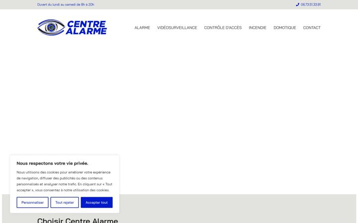 Screenshot ta' centrealarme.fr