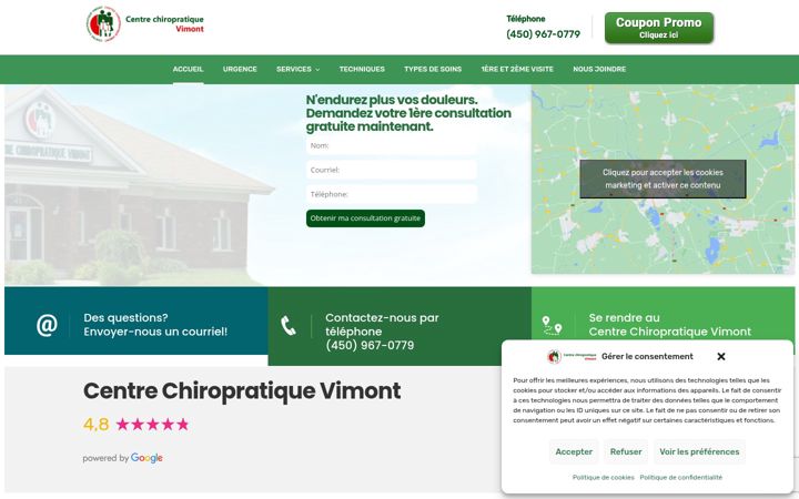 Screenshot of centrechiropratiquevimont.com