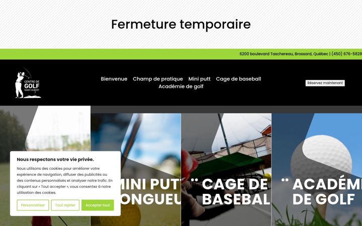 Screenshot of centredegolfsthubert.com