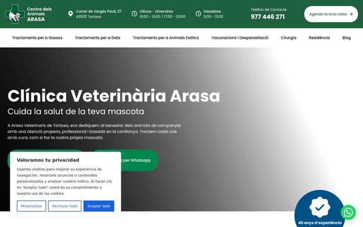 Screenshot of centredelsanimals.com